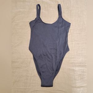 Black Ribbed One Piece Bathing Suit